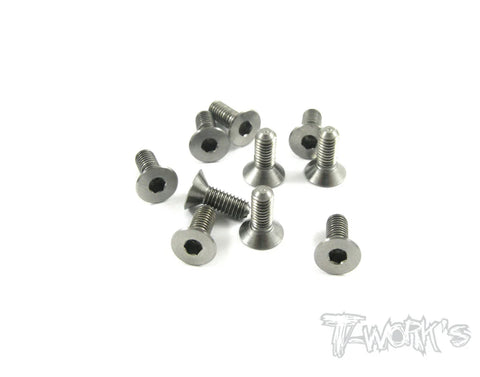 T-WORKS TSS-308C 3mm x 8mm 64 Titanium Hex. Countersink Screw 10pcs