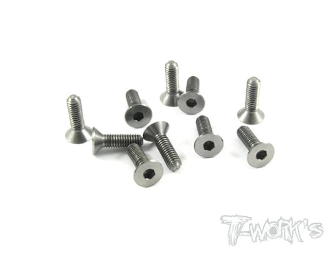 T-WORKS TSS-310C 3mm x 10mm 64 Titanium Hex. Countersink Screw 10pcs