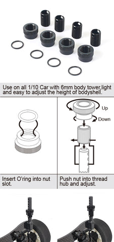 Team Titan Adjustable Body Post Set - Alu -V3 - for 6mm post (4pcs)