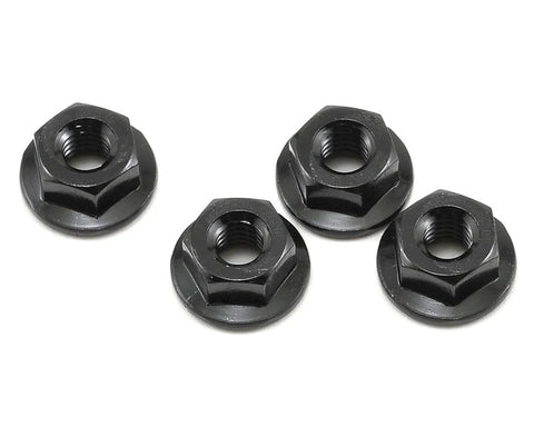 M4 Alum. Lock Nuts/Serrated Flanged  Black (5)